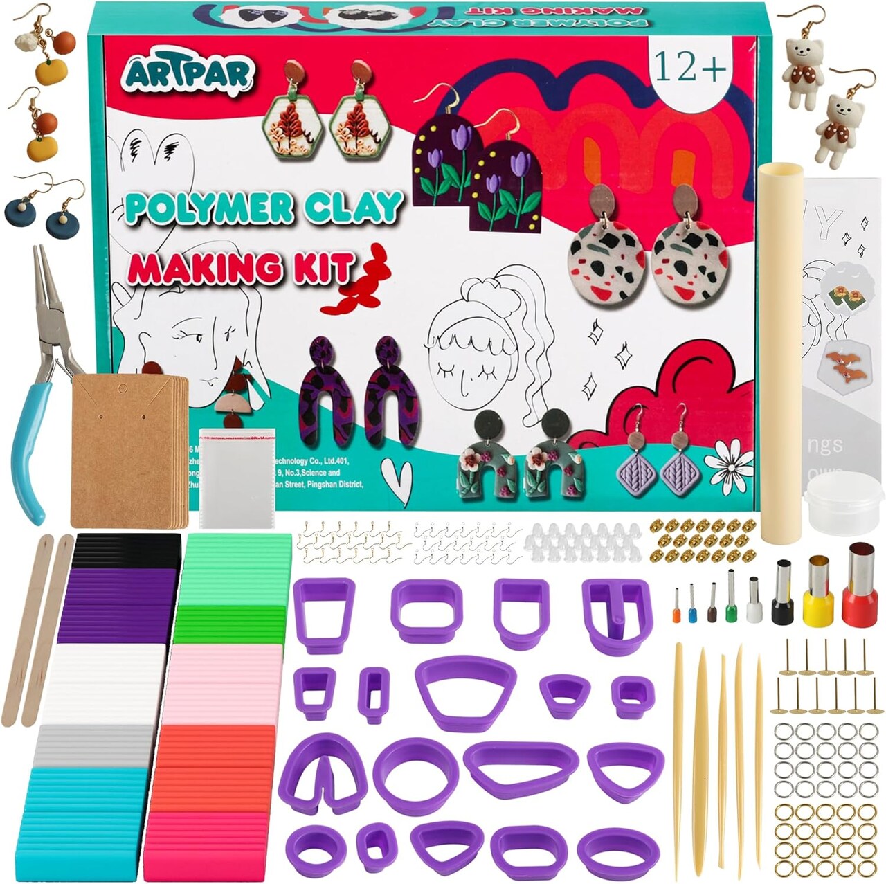 204 Pcs Complete Polymer Clay Earring Making Kit (Ages 12+ Girls)